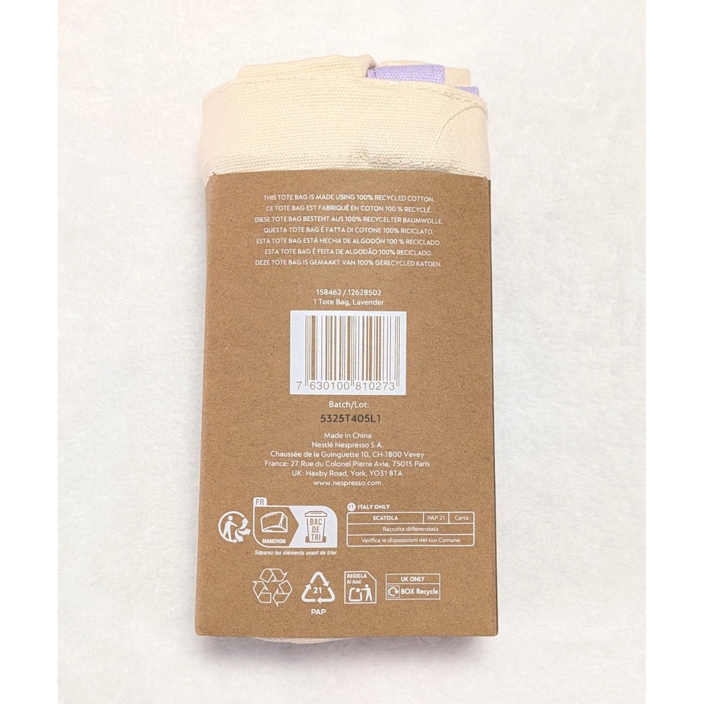 Nespresso Tote 2026 Bag Limited Edition Cream & Lavender . 100% cotton. +Pockets - Picture 6 of 6